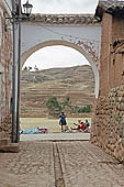 Peru, Chinchero, traditional houses built on Inca stones